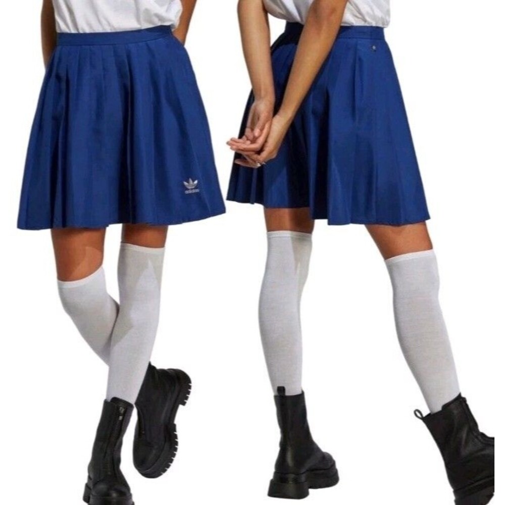 NWT Adidas Originals Pleated Skirt Victory Blue Sz 6 Trefoil Miniskirt MSRP $55
